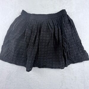 Pieces Eyelet Embroidered Mini Skirt Black XL Boho Peasant Cottagecore
